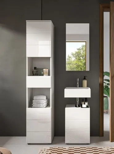 Badezimmer-Set Vira | 3-teilig | weiß / weiß Hochglanz