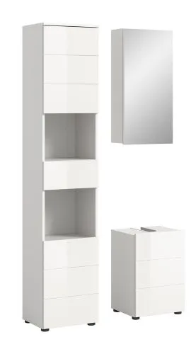 Badezimmer-Set Vira | 3-teilig | weiß / weiß Hochglanz