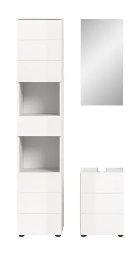 Badezimmer-Set Vira | 3-teilig | weiß / weiß Hochglanz