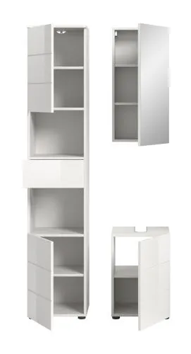 Badezimmer-Set Vira | 3-teilig | weiß / weiß Hochglanz