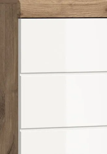 Badezimmer-Set Wave 2 | weiß Hochglanz / Nox Oak | 3-teilig | mit Aufsatzleuchte 1a