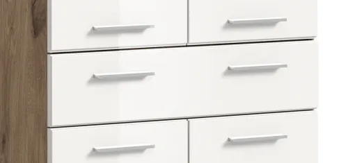 Badezimmer-Set Wave | weiß Hochglanz / Nox Oak | 4-teilig | ohne Aufsatzleuchte