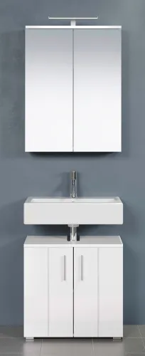 Badezimmer-Set Wons | weiß Hochglanz | 2-teilig mit Beleuchtung