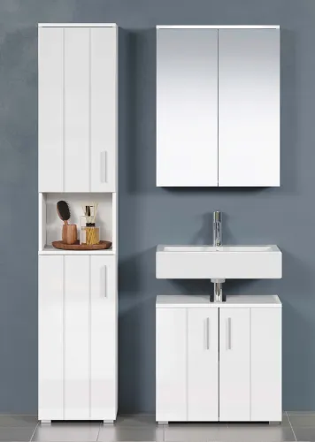 Badezimmer-Set Wons | weiß Hochglanz | 3-teilig mit Beleuchtung