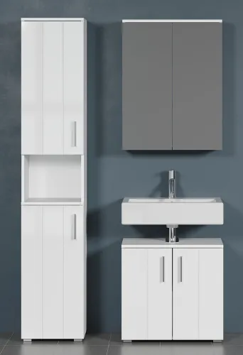 Badezimmer-Set Wons | weiß Hochglanz | 3-teilig mit Beleuchtung