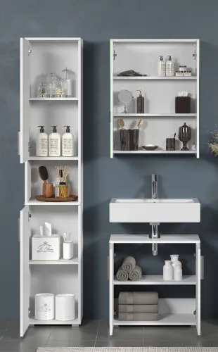 Badezimmer-Set Wons | weiß Hochglanz | 3-teilig ohne Beleuchtung