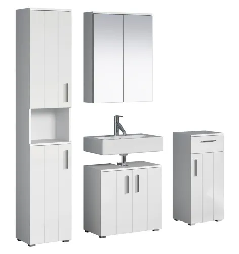 Badezimmer-Set Wons | weiß Hochglanz | 4-teilig ohne Beleuchtung