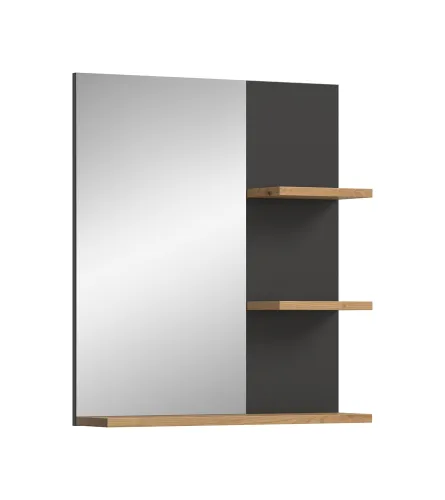 Badezimmer Spiegel Canu | Artisan Eiche / Basalt grau | mit Aufsatzleuchte