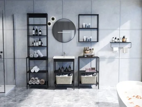 Badezimmer Unterschrank Regal Lorin | schwarz