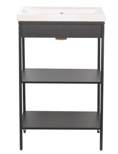 Badezimmer Waschtisch Regal Lorin | weiß / schwarz