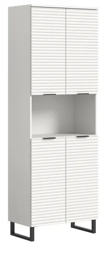 Badezimmerschrank Hochschrank Riff | weiß
