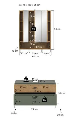 Badkombination Bad Set Aqua | 2-teilig | Sage Green / Evoke Oak