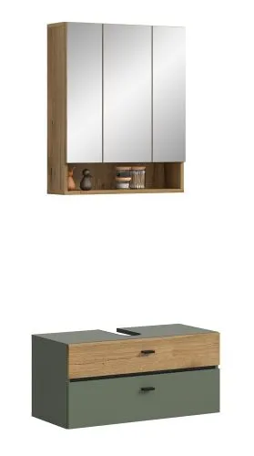 Badkombination Bad Set Aqua | 2-teilig | Sage Green / Evoke Oak mit