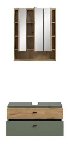Badkombination Bad Set Aqua | 2-teilig | Sage Green / Evoke Oak mit