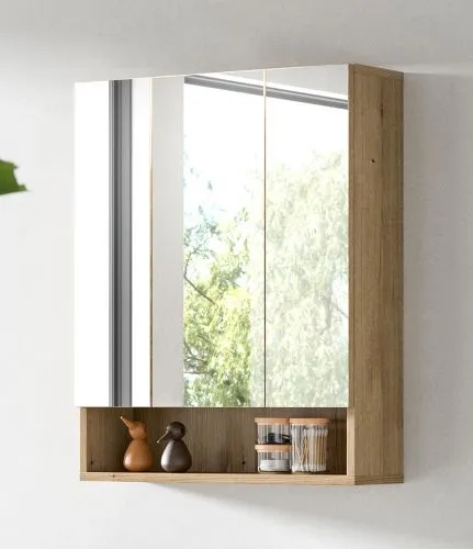 Badkombination Bad Set Aqua | 4-teilig | Sage Green / Evoke Oak mit Aufsatzleuchte