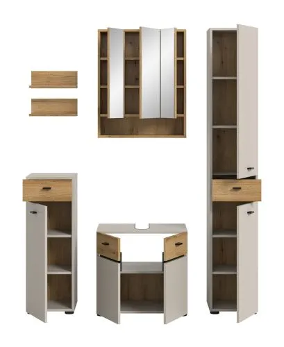 Badkombination Bad Set Aqua | 5-teilig | Kaschmir / Evoke Oak