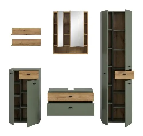 Badkombination Bad Set Aqua | 5-teilig | Sage Green / Evoke Oak