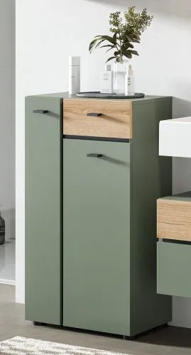 Badkombination Bad Set Aqua | 5-teilig | Sage Green / Evoke Oak mit Aufsatzleuchte