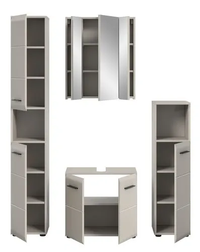 Badkombination Bad Set Ice 1 | 4-teilig | Kaschmir mit Aufsatzleuchte