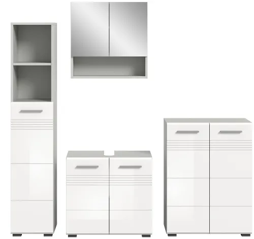 Badkombination Copa | 4-teilig | grau / weiß Hochglanz ohne Aufsatzleuchte