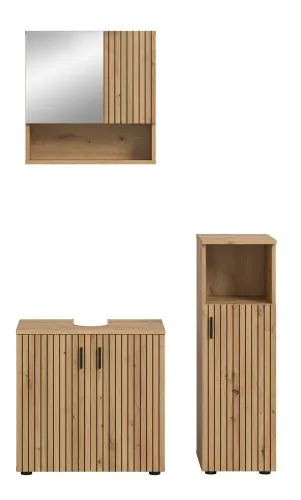 Badkombination Mone 1 | 3-teilig | Artisan Oak mit Aufsatzleuchte