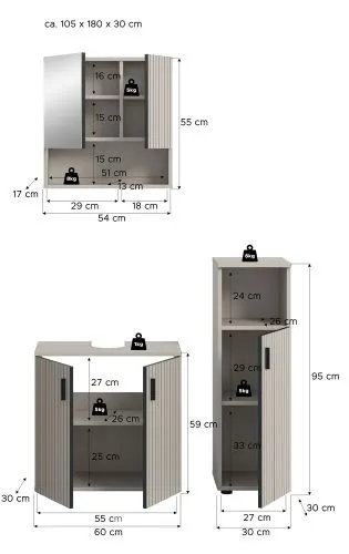 Badkombination Mone 1 | 3-teilig | Kaschmir