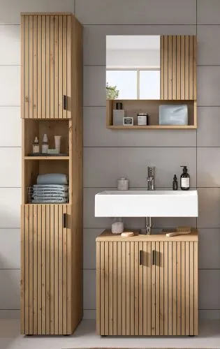 Badkombination Mone 2 | 3-teilig | Artisan Oak mit Aufsatzleuchte