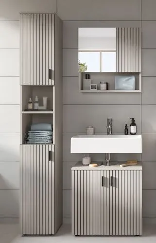 Badkombination Mone 2 | 3-teilig | Kaschmir mit Aufsatzleuchte