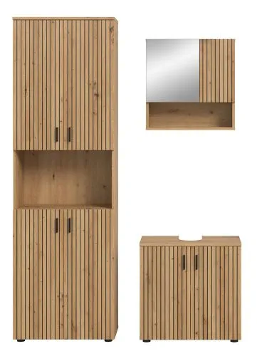 Badkombination Mone | 3-teilig | Artisan Oak mit Aufsatzleuchte