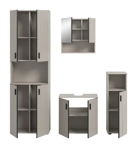 Badkombination Mone | 4-teilig | Kaschmir mit Aufsatzleuchte