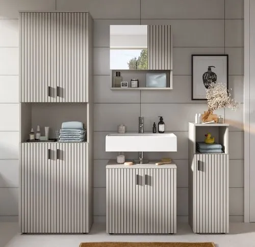 Badkombination Mone | 4-teilig | Kaschmir ohne Aufsatzleuchte