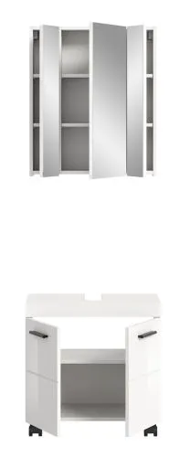 Badkombination Nova 1 | 2-teilig | weiß Hochglanz mit Aufsatzleuchte