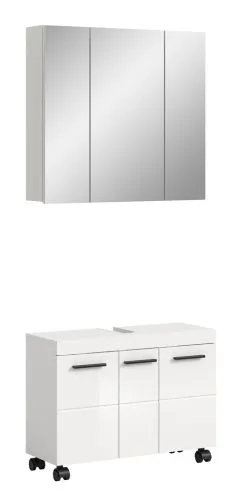 Badkombination Nova 2 | 2-teilig | weiß Hochglanz mit Aufsatzleuchte