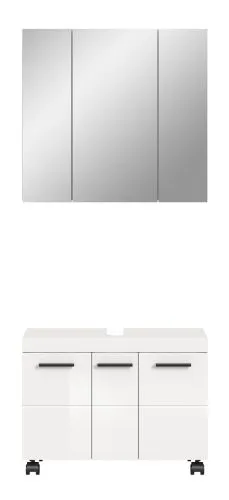 Badkombination Nova 2 | 2-teilig | weiß Hochglanz mit Aufsatzleuchte