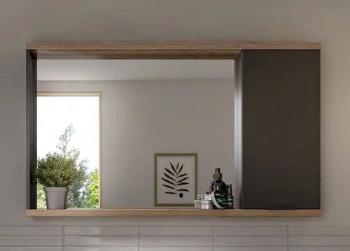 Badkombination Nuaro | 2-teilig | Nox Oak / anthrazit grau mit Aufsatzleuchte