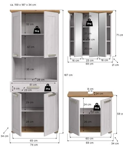 Badkombination Verona 1 | 3-teilig | Sibiu Larche / Artisan Eiche ohne