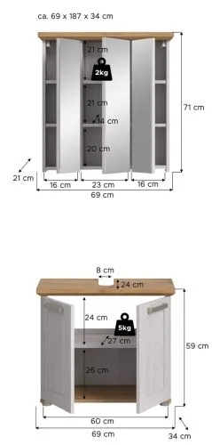Badkombination Verona | 2-teilig | Sibiu Larche / Artisan Eiche ohne