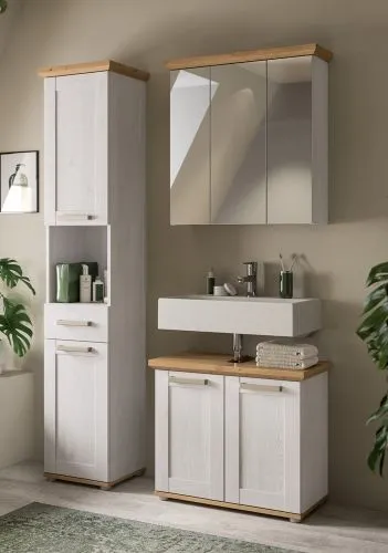 Badkombination Verona | 3-teilig | Sibiu Larche / Artisan Eiche mit Aufsatzleuchte