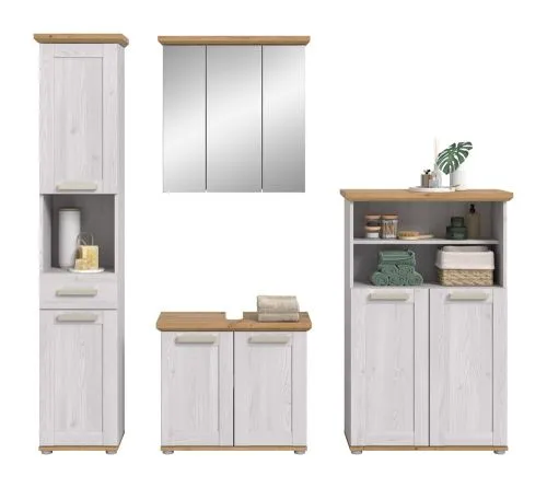 Badkombination Verona | 4-teilig | Sibiu Lärche / Artisan Eiche mit Aufsatzleuchte