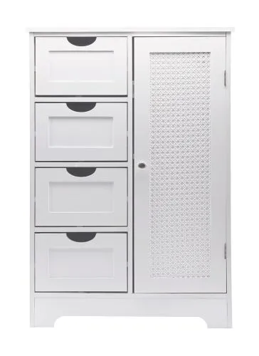 Badschrank Badezimmerkommode Zisan mit Schubkästen | weiß