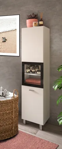 Badschrank Boston | mit Glastür | weiß