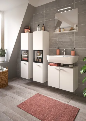 Badschrank Boston | mit Glastür | weiß