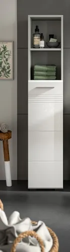 Badschrank Hochschrank Copa | hellgrau / weiß hochglanz