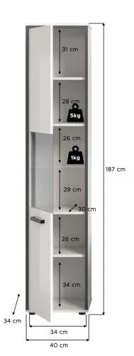 Badschrank Kojak 2 | weiß / weiß Hochglanz | ohne Beleuchtung