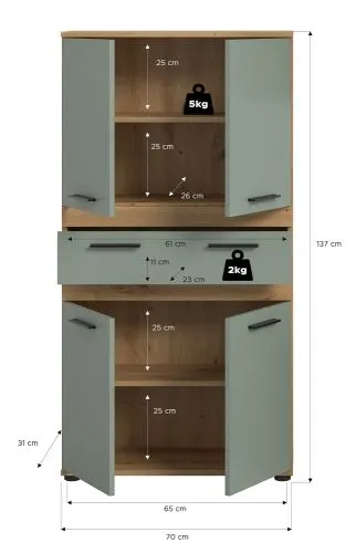 Badschrank Schrank Blake 1 | Salbei / Artisan Eiche
