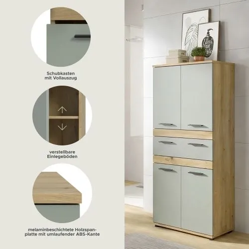 Badschrank Schrank Blake 1 | Salbei / Artisan Eiche