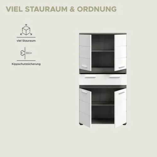 Badschrank Schrank Blake 1 | weiß Hochglanz / Rauchsilber
