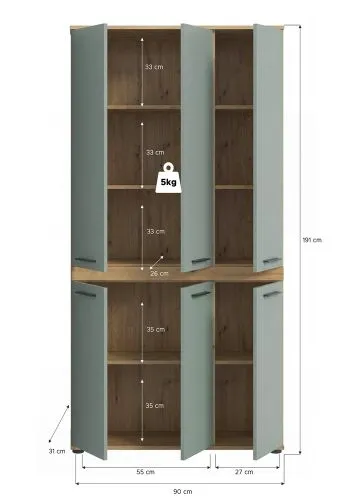Badschrank Schrank Blake | Salbei / Artisan Eiche