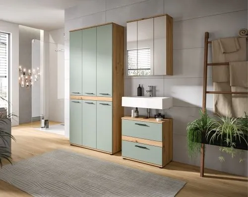 Badschrank Schrank Blake | Salbei / Artisan Eiche