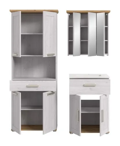 Badset Verona 2 ink.Waschbecken | 3-teilig | Sibiu Larche / Artisan Eiche ohne